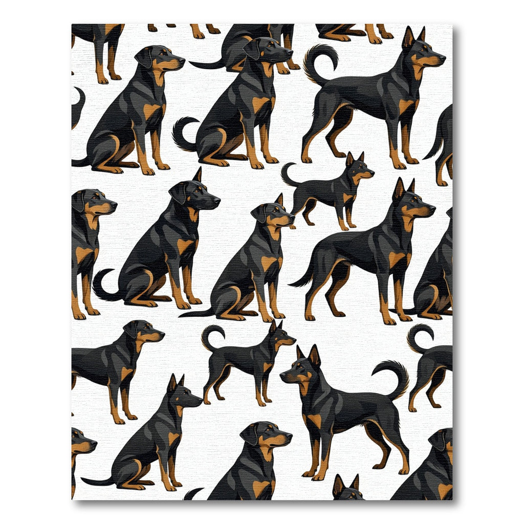 Sleek Black and Tan Canine Illustration Rug