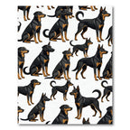 Sleek Black and Tan Canine Illustration Rug