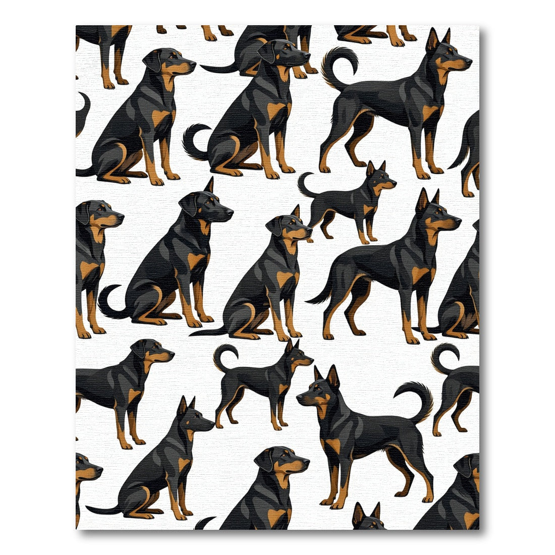 Sleek Black and Tan Canine Illustration Rug