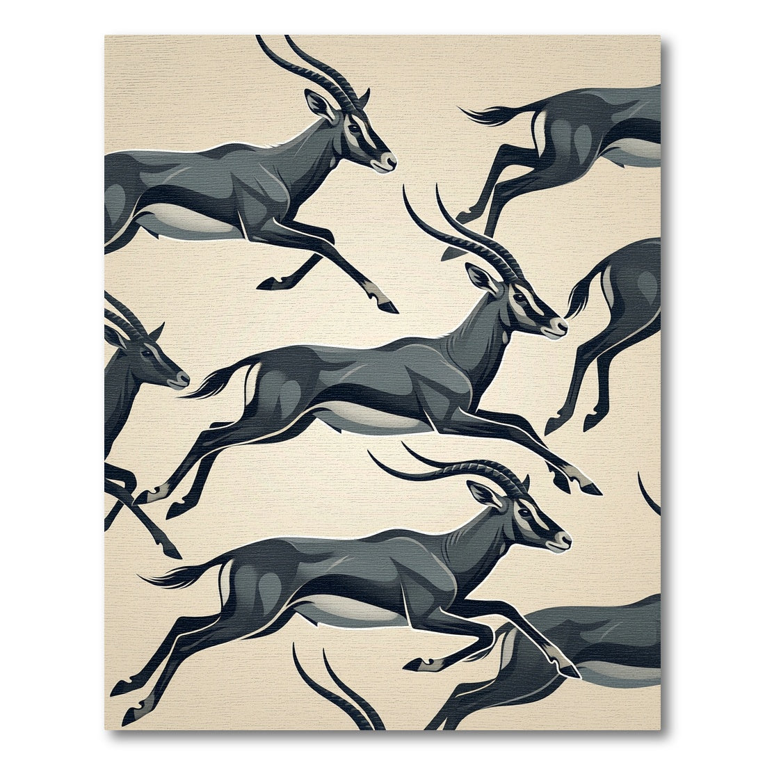 Running Slate Gray Gazelle Herd Rug