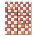Modern Geometric Crimson Coral Grid Rug