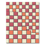 Modern Geometric Crimson Coral Grid Rug