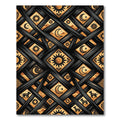Celestial Gold Sun and Moon Grid Rug