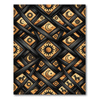 Celestial Gold Sun and Moon Grid Rug
