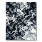 Black White Ink Cloud Swirl Rug