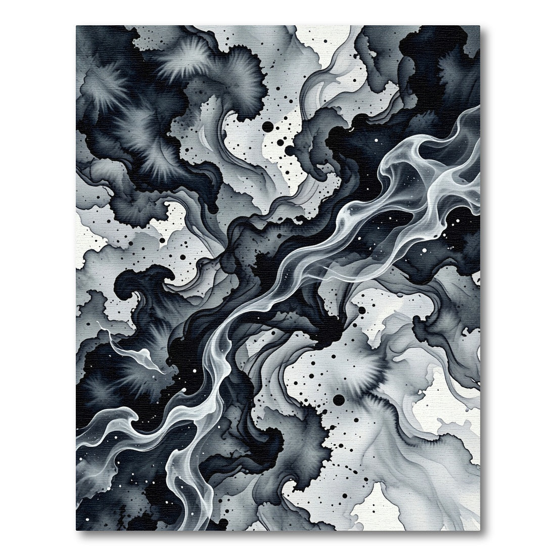 Black White Ink Cloud Swirl Rug