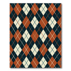 Amber Teal Diamond Interlocking Grid Rug