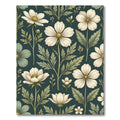 Botanical Cream Flower Dark Teal Wallpaper Rug