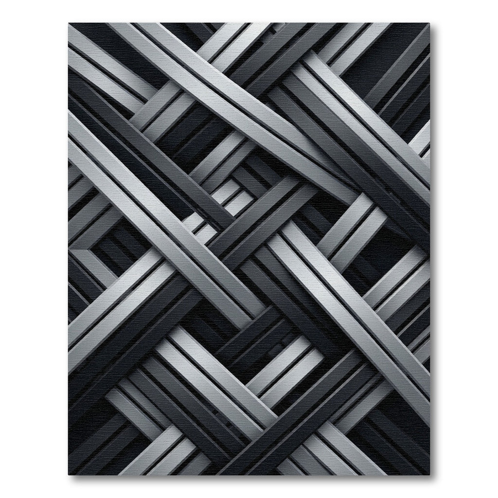 Monochrome Metallic Interlocking Geometric Layers Rug