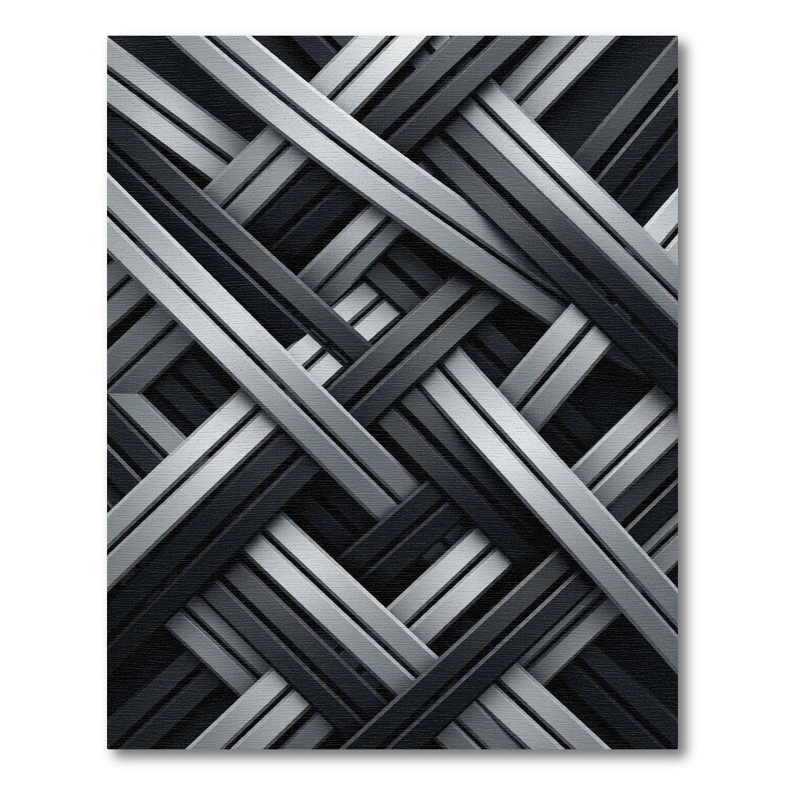 Monochrome Metallic Interlocking Geometric Layers Rug