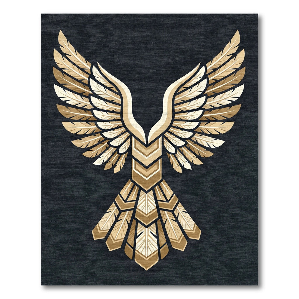 Golden Feathered Eagle Art Deco Rug