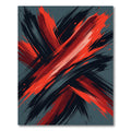 Bold Crimson Black Abstract Brushstroke Rug