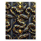 Gold and Black Serpents Reptile Texture Rug