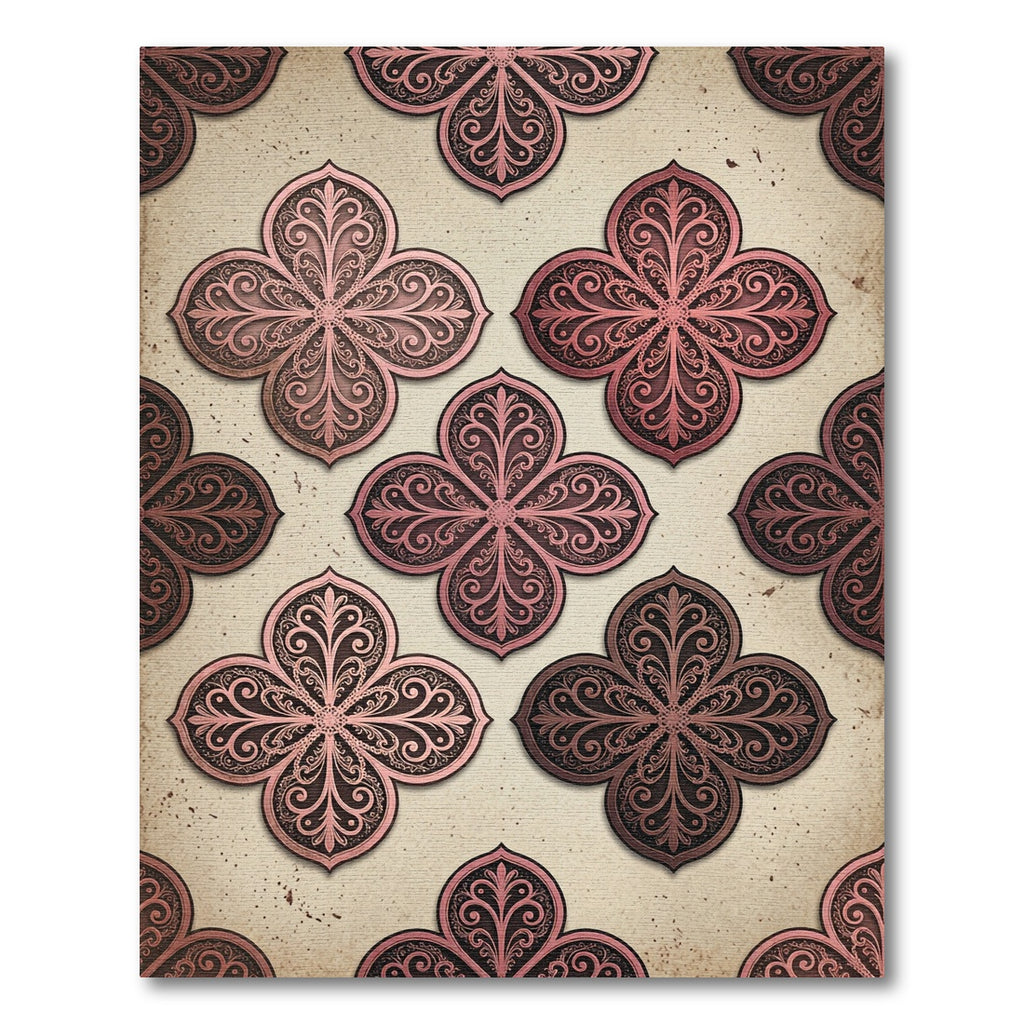 Vintage Pink Quatrefoil Filigree Rug