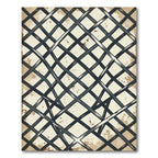 Distressed Charcoal Intersecting Grid Overlay Rug