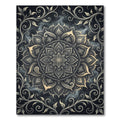Ethereal Charcoal Gold Floral Medallion Rug