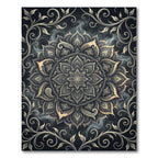 Ethereal Charcoal Gold Floral Medallion Rug