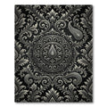 Ornate Black White Paisley Medallion Rug