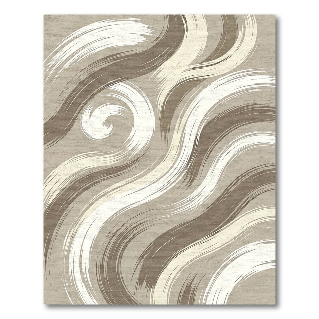 Minimalist Neutral Swirling Wave Rug