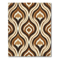 Mid Century Brown Ikat Wave Rug