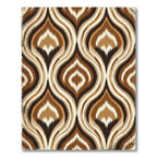 Mid Century Brown Ikat Wave Rug