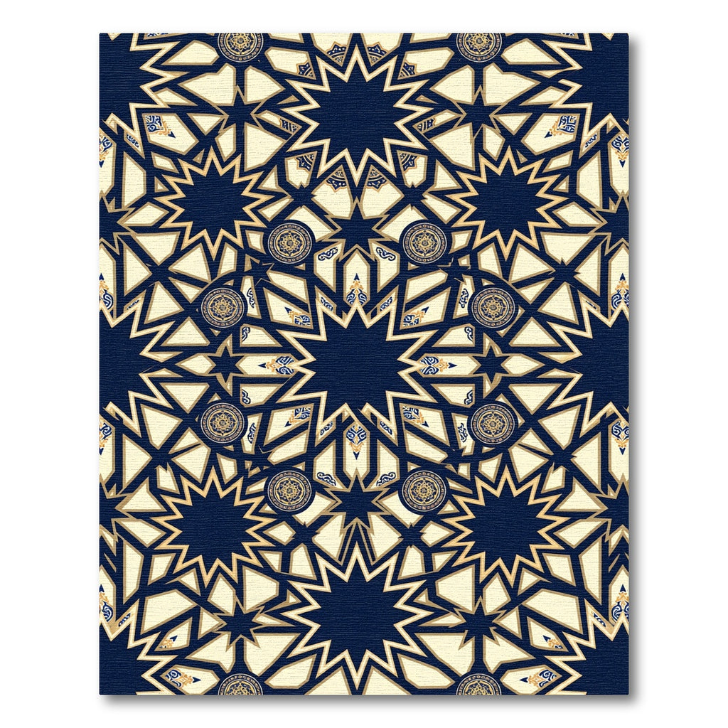 Midnight Blue Geometric Star Medallion Rug