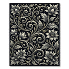 Ornate Ivory Floral Scrollwork Rug