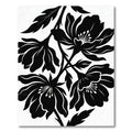 Bold Black Floral Botanical Composition Rug