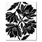 Bold Black Floral Botanical Composition Rug