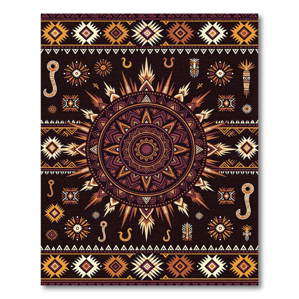 Tribal Sun Geometric Earthy Medallion Rug