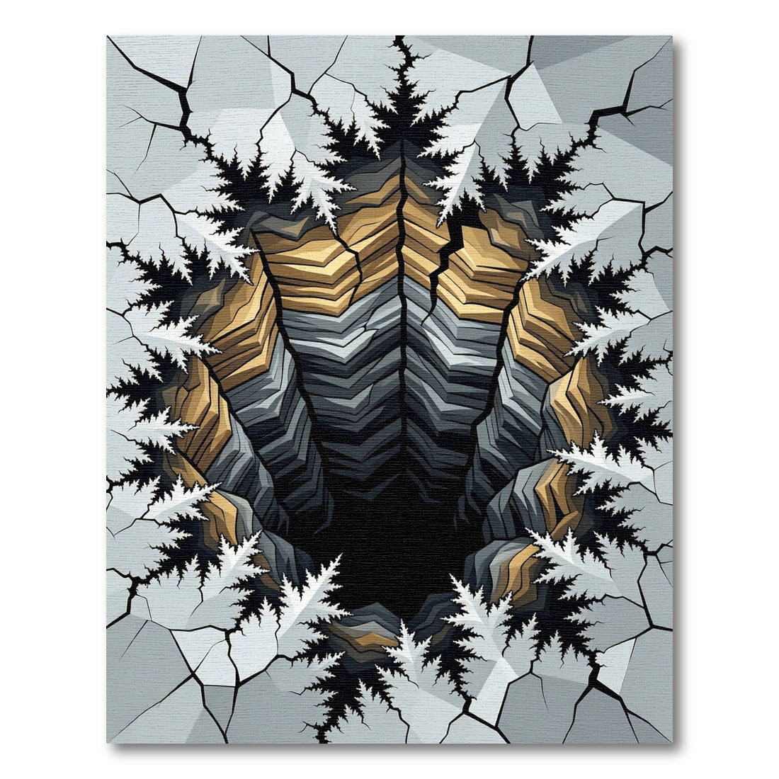 Fractal Abyss Tiered Canyon Rug