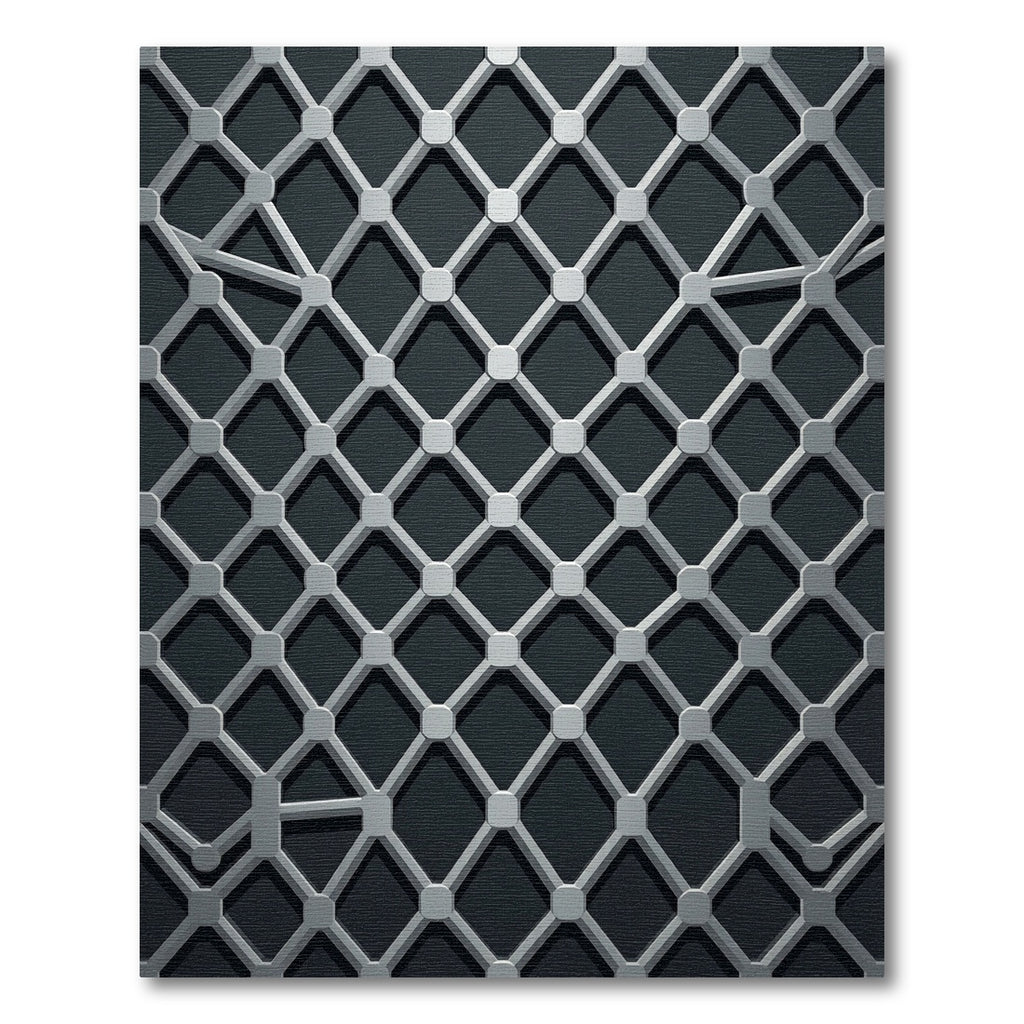 Modern Monochrome Interconnected Lattice Grid Rug