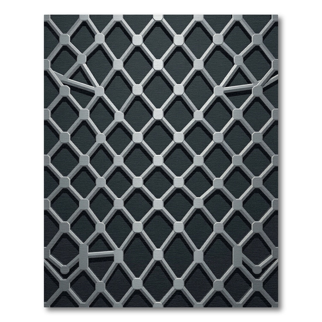 Modern Monochrome Interconnected Lattice Grid Rug