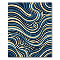 Navy and Gold Fluid Swirl Wave Rug