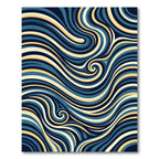 Navy and Gold Fluid Swirl Wave Rug