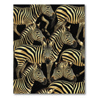 Bold Black Gold Zebra Herd Illustration Rug