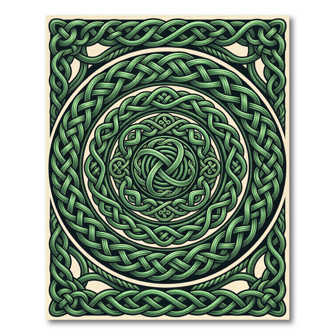 Emerald Celtic Knot Circular Interlace Rug