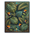 Lush Gold Tropical Monstera Bird-of-Paradise Rug
