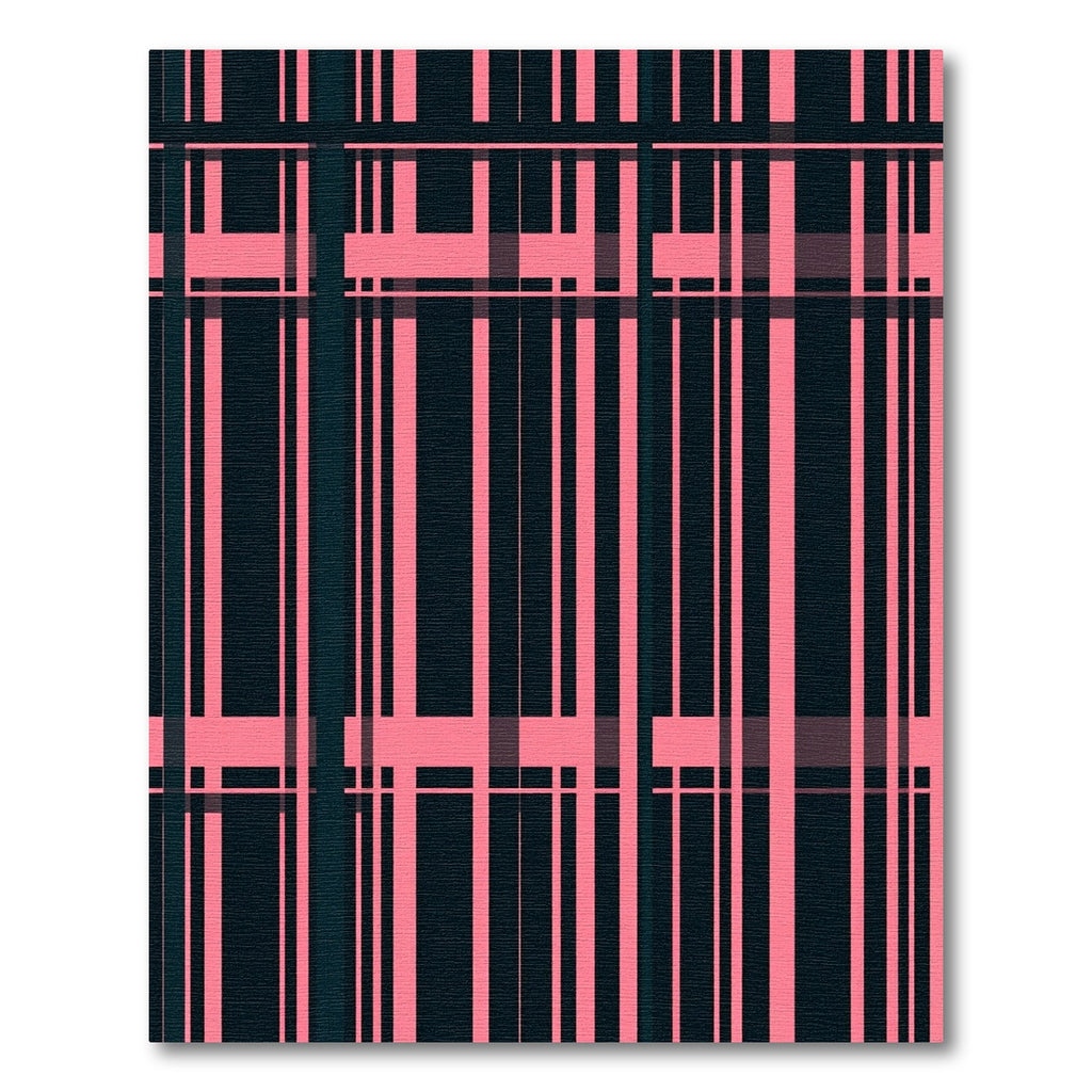 Modern Pink and Black Geometric Plaid Rug