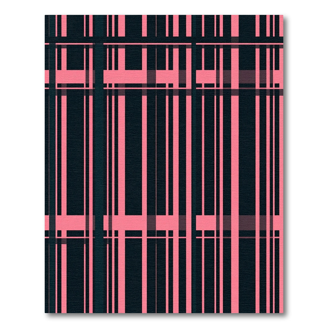 Modern Pink and Black Geometric Plaid Rug