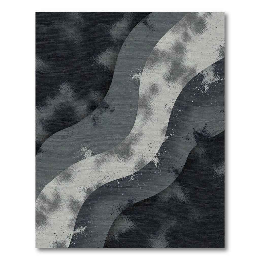 Monochromatic Wavy Layered Abstract Cloud Rug