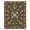 Black Golden Floral Palm Leaf Rug