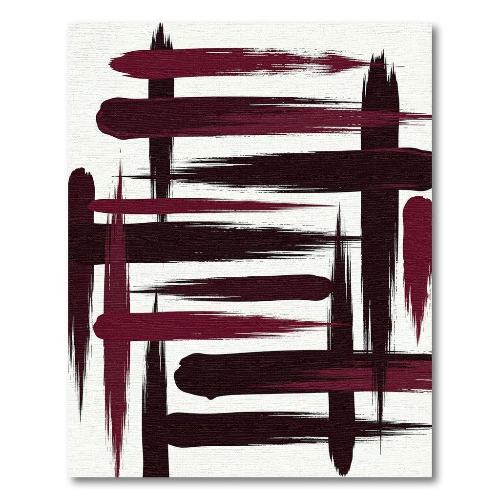 Bold Crimson and Black Abstract Strokes Rug