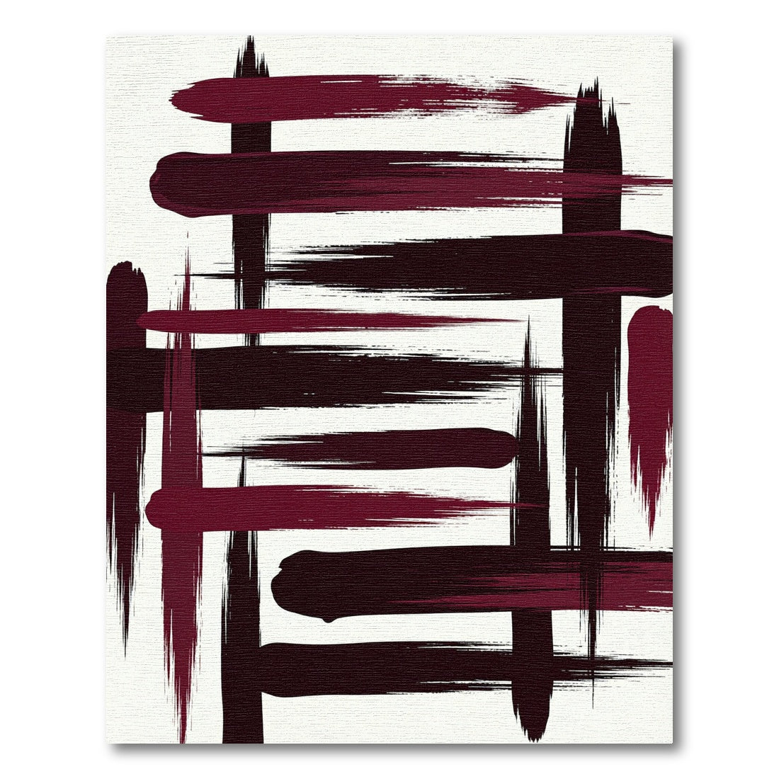 Bold Crimson and Black Abstract Strokes Rug