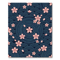 Sakura Cherry Blossom Japanese Wave Navy Rug