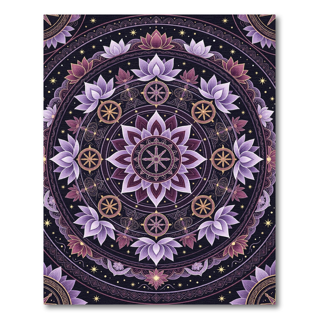 Purple Lotus Dharma Wheel Mandala Rug