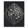Metallic Silver Floral Embellished Round Medallion Rug