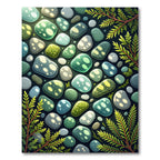 Luminous Bioluminescent Pebble and Fern Foliage Rug