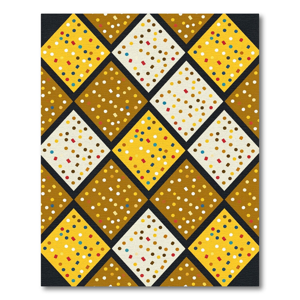 Yellow Gold Brown Confetti Diamond Pattern Rug