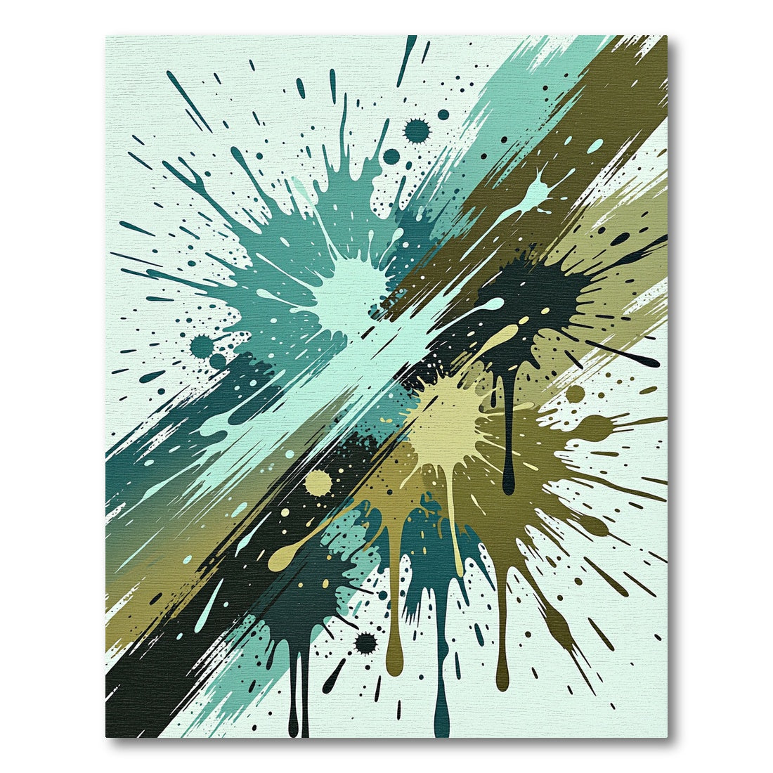 Abstract Teal Olive Splash Splatter Rug